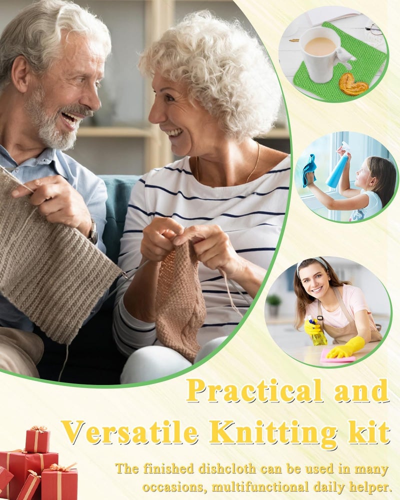 Aeelike Knitting Kit for Beginners, Complete Beginner Knitting Kit Easy Knitting Set Including Knitting Needles Set Cotton Yarn, Learn to Knit Dishcloth with Step-by-Step Instructions, Colorful - Image 5